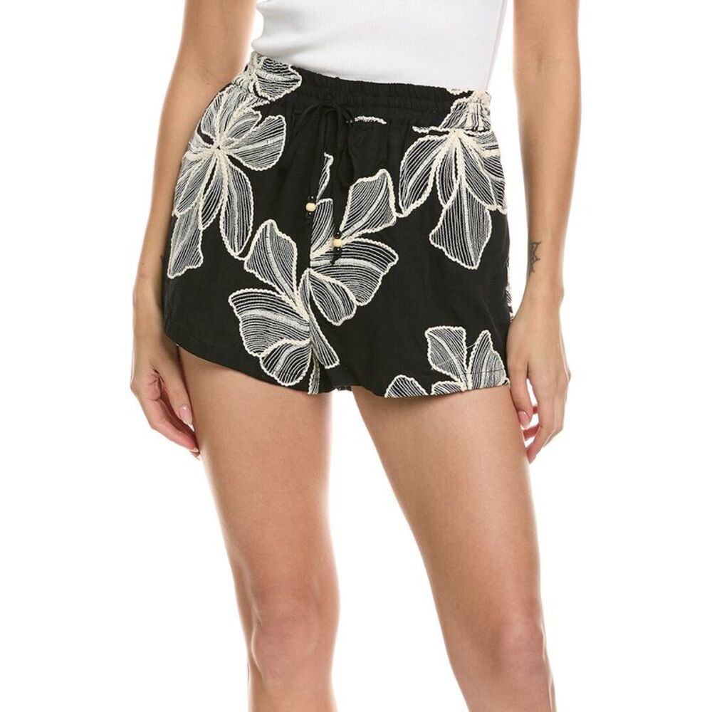 Allison Womens  Kendra Linen-Blend Short, Black